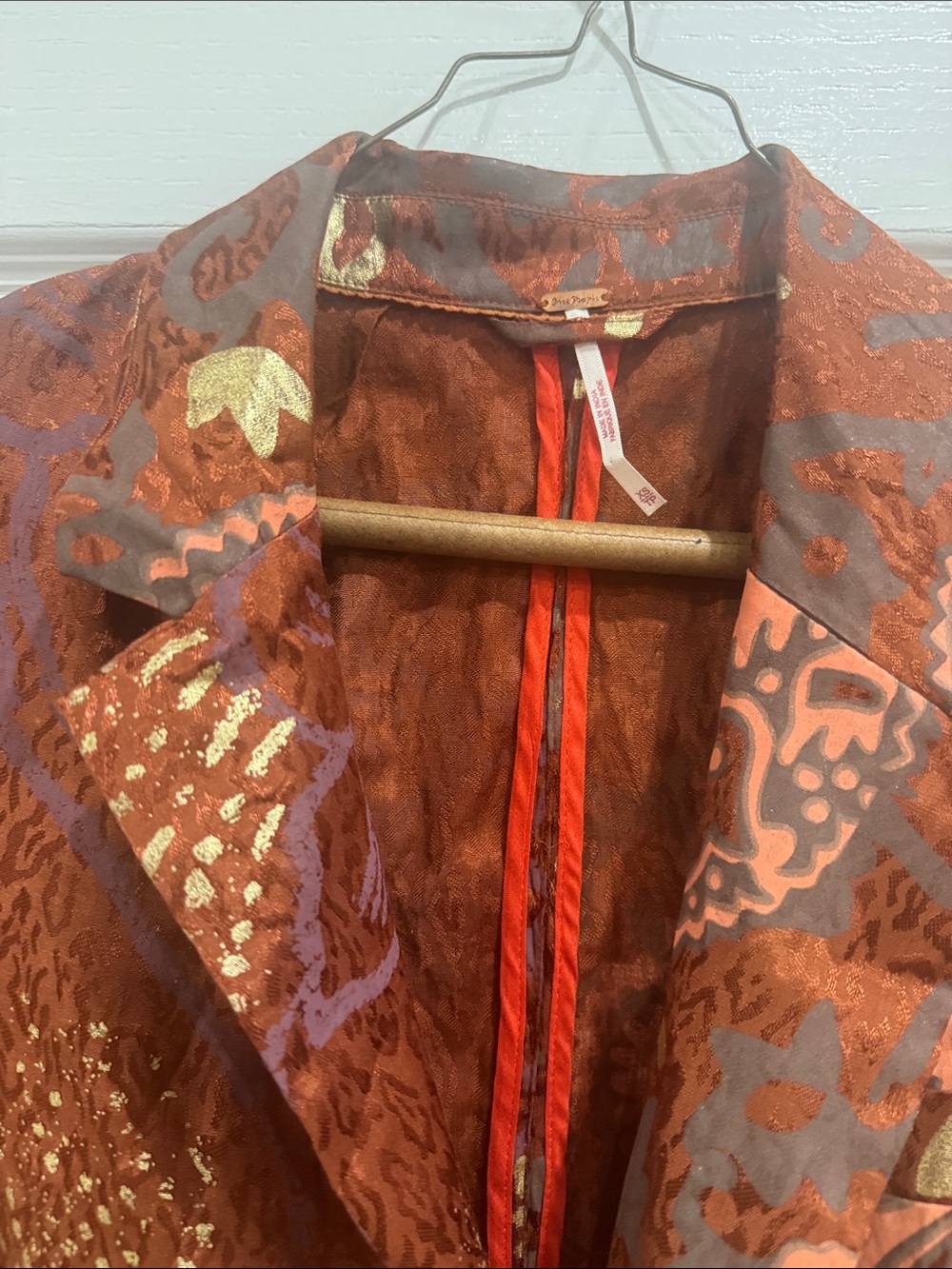 Free people Women's Rust Floral-Print Long jacket - Picture 2 of 6